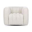 Pemberly Row Transitional Upholstered Fabric Swivel Chair in Cream