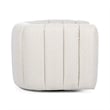 Pemberly Row Transitional Upholstered Fabric Swivel Chair in Cream