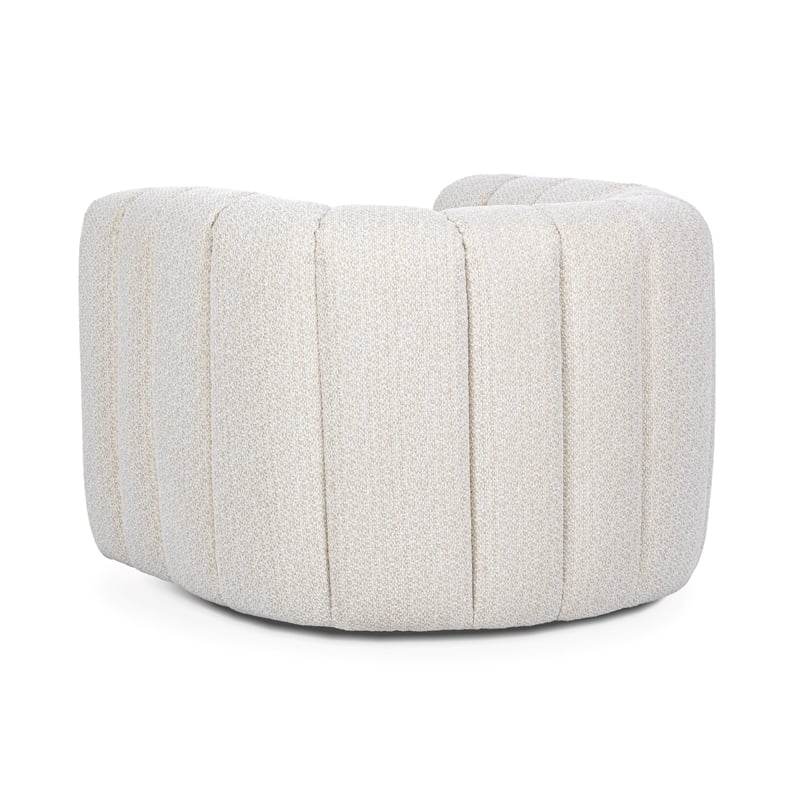 Pemberly Row Transitional Upholstered Fabric Swivel Chair in Cream