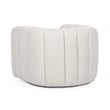 Pemberly Row Transitional Upholstered Fabric Swivel Chair in Cream