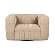 Pemberly Row Transitional Upholstered Fabric Swivel Chair in Vanilla