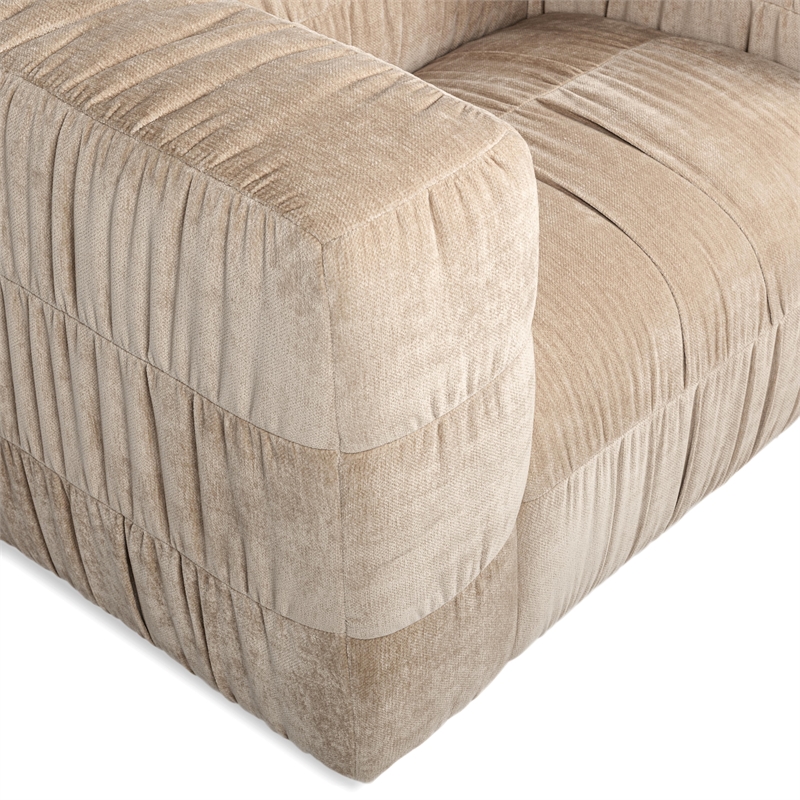 Pemberly Row Transitional Upholstered Fabric Swivel Chair in Vanilla