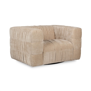 Pemberly Row Transitional Upholstered Fabric Swivel Chair in Vanilla