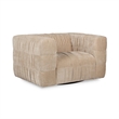 Pemberly Row Transitional Upholstered Fabric Swivel Chair in Vanilla