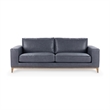 Pemberly Row Modern Transitional Top Grain Leather Sofa in Blue