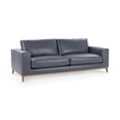 Pemberly Row Modern Transitional Top Grain Leather Sofa in Blue