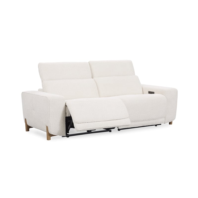 Pemberly Row Zero Gravity Power Recliner Upholstered Sofa in Ivory