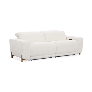 Pemberly Row Zero Gravity Power Recliner Upholstered Sofa in Ivory