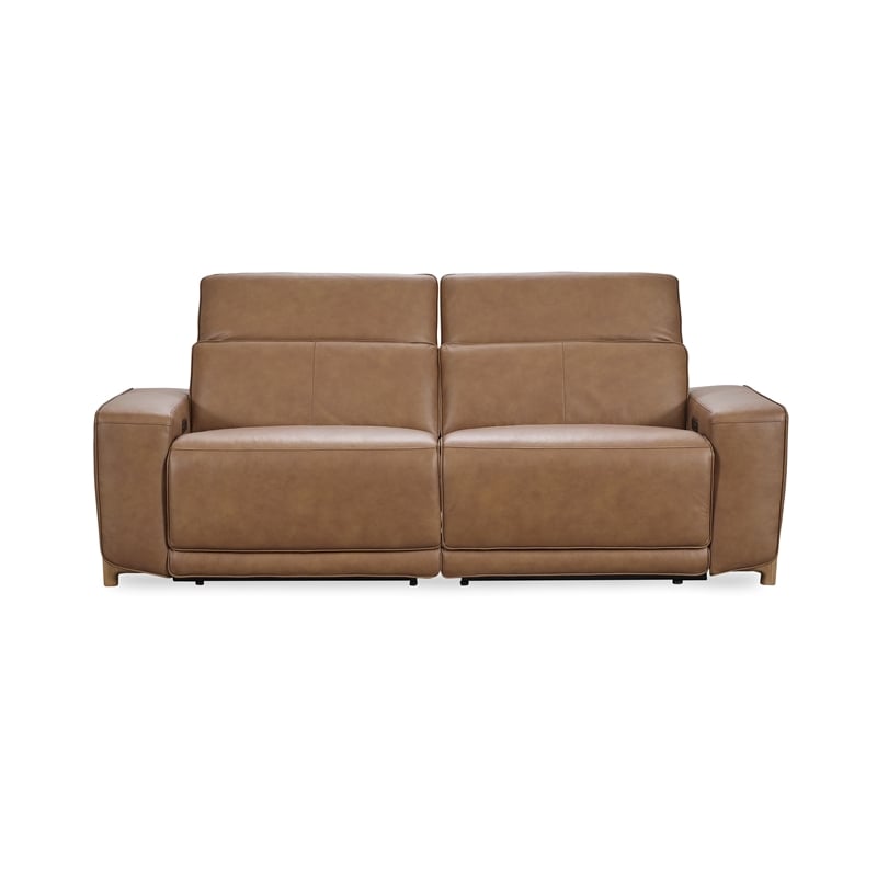 Pemberly Row Zero Gravity Power Recliner Upholstered Sofa in Tan