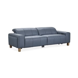 Pemberly Row Zero Gravity Power Recliner Leather Sofa in Blue