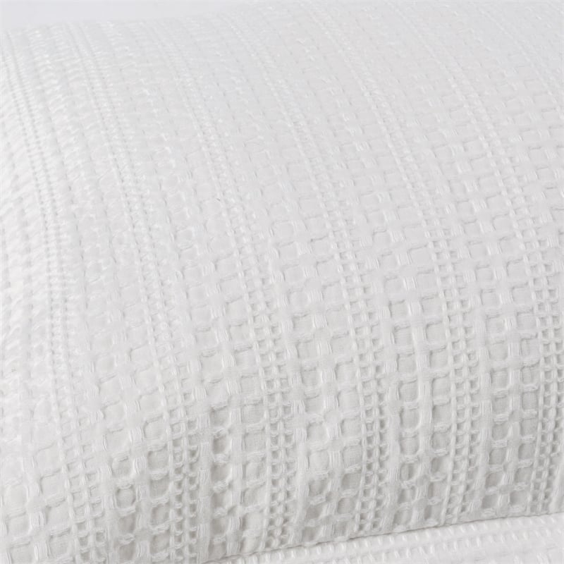 Pemberly Row Contemporary 3-Piece Cotton Fabric King Duvet Set in Ivory