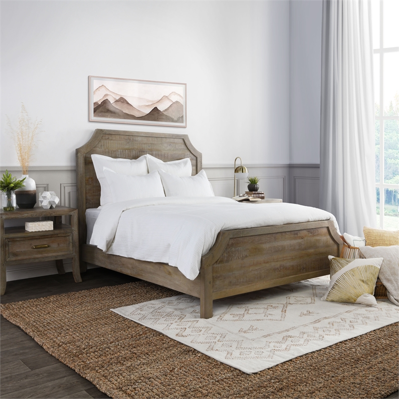 Pemberly Row Contemporary 3-Piece Cotton Fabric King Duvet Set in Ivory