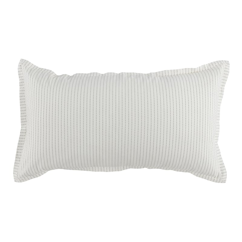 Pemberly Row Contemporary Kantha-inspired Cotton King Sham in Ivory Finish