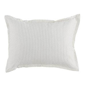 Pemberly Row Contemporary Cotton Standard Sham in Ivory Finish