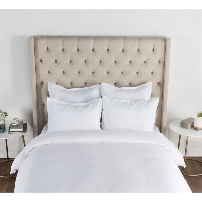 Pemberly Row Contemporary Soft Cotton Linen Sham in White Finish