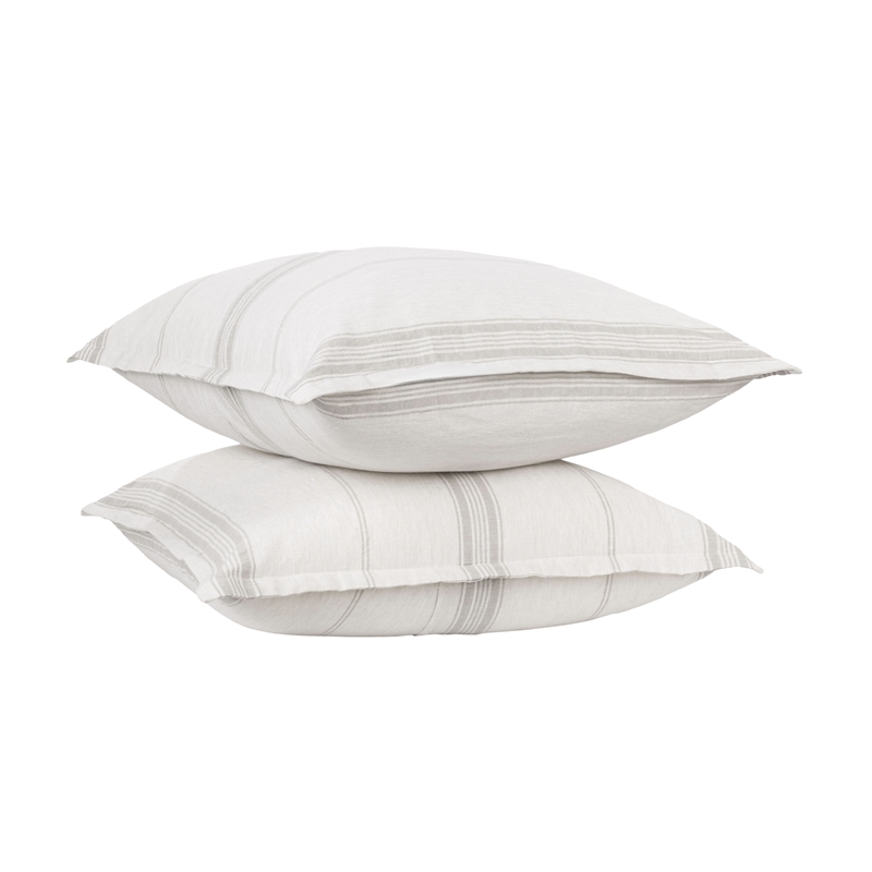 Pemberly Row Contemporary Linen Cashmere Euro Stripe Sham in Gray