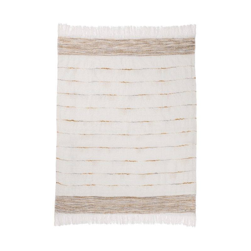 Pemberly Row Contemporary 50x70 Fabric Throw in Ivory Finish