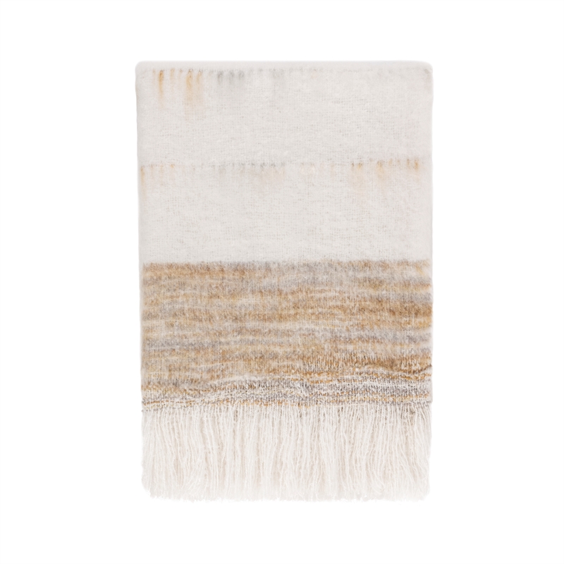 Pemberly Row Contemporary 50x70 Fabric Throw in Ivory Finish