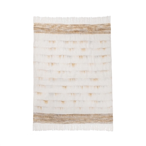 Pemberly Row Contemporary 50x70 Fabric Throw in Ivory Finish
