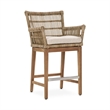 Pemberly Row Transitional Outdoor Teak Wood Counter Chair in Natural