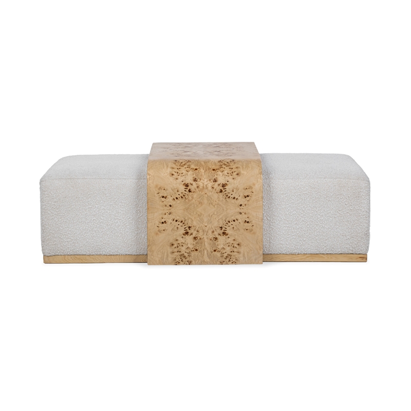 Pemberly Row Upholstered Fabric Cocktail Coffee Table in Ivory
