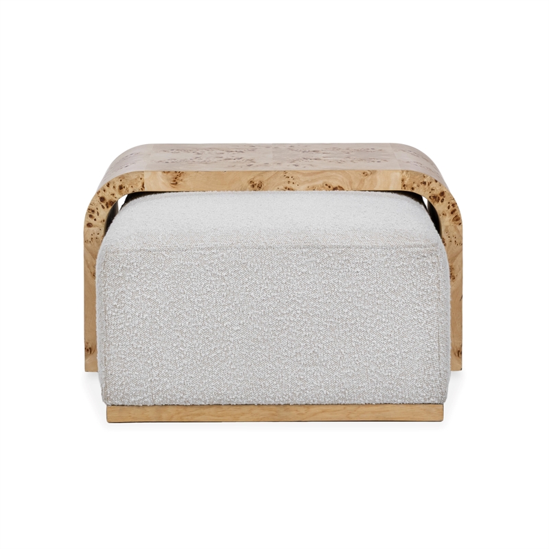 Pemberly Row Upholstered Fabric Cocktail Coffee Table in Ivory