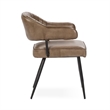 Pemberly Row Transitional Top Grain Leather Dining Chair in Brown