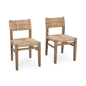 Pemberly Row Transitional Set of 2 Banana Bark Dining Chairs in Brown