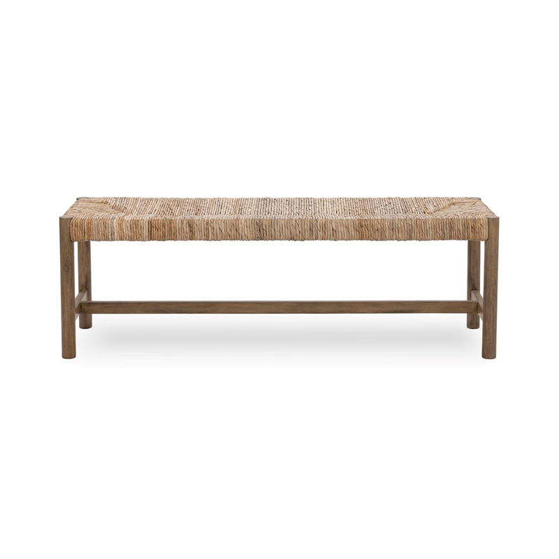 Pemberly Row Transitional Banana Bark Accent Bench in Brown Finish