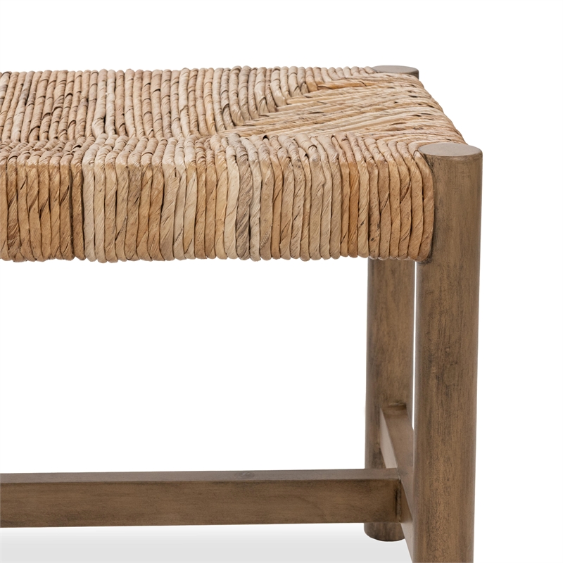 Pemberly Row Transitional Banana Bark Accent Bench in Brown Finish