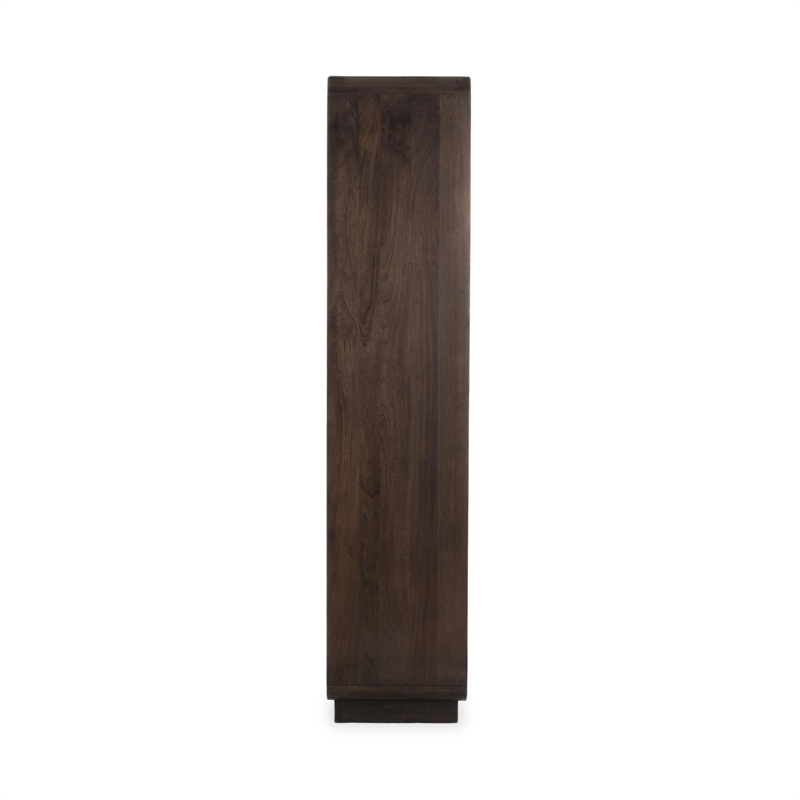 Pemberly Row Transitional Mango Wood Curio Cabinet in Dark Brown