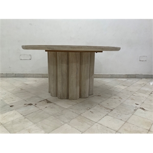 Pemberly Row Transitional 60&quot Mango Wood Round Dining Table in White