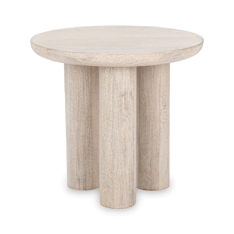 Pemberly Row Transitional Mango Wood End Table in White Finish