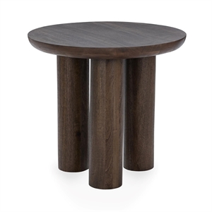 Pemberly Row Transitional Mango Wood End Table in Brown Finish