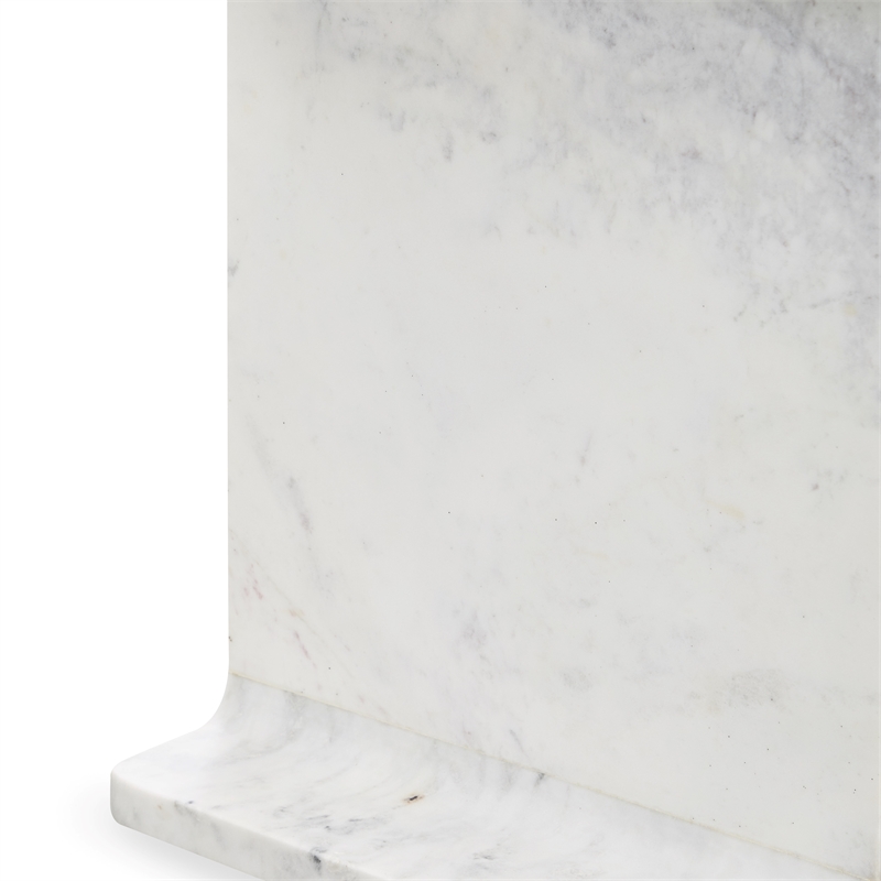 Pemberly Row Transitional Marble Accent Table in White Finish