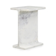 Pemberly Row Transitional Marble Accent Table in White Finish