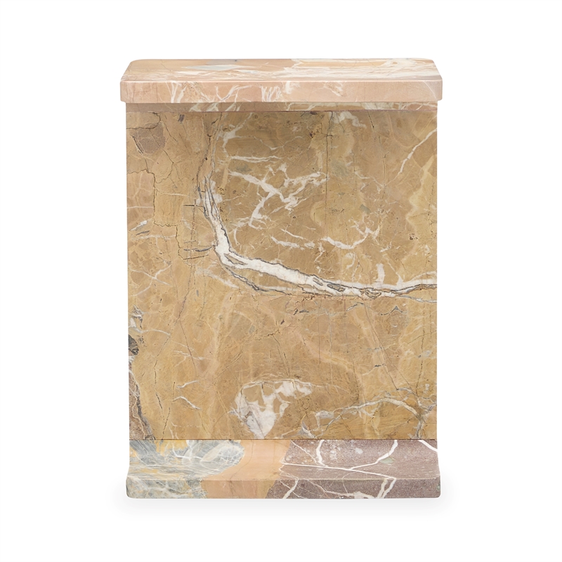 Pemberly Row Transitional Marble Accent Table in Brown Finish