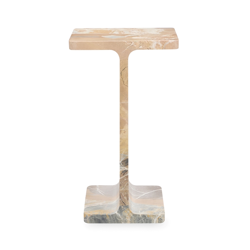 Pemberly Row Transitional Marble Accent Table in Brown Finish