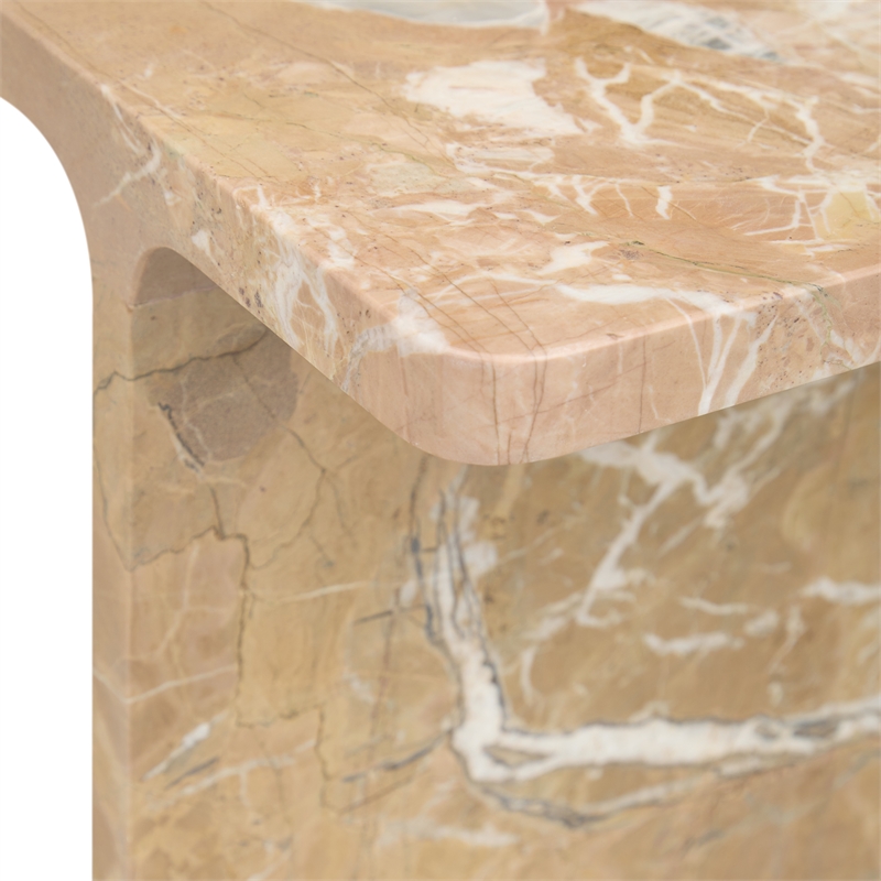 Pemberly Row Transitional Marble Accent Table in Brown Finish