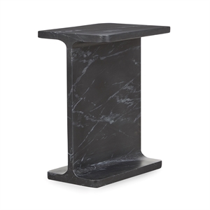 Pemberly Row Transitional Marble Accent Table in Black Finish