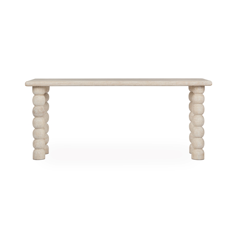 Pemberly Row Modern Transitional Solid Wood Console Table in Cream