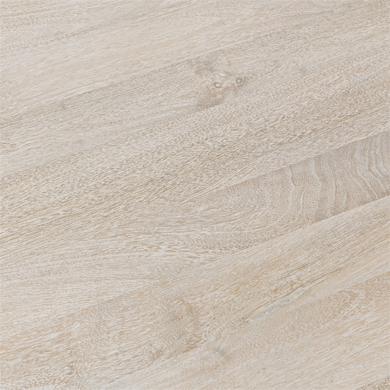 Pemberly Row Transitional Solid Mango Wood Round Coffee Table in Cream