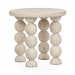 Pemberly Row Transitional Solid Mango Wood Round End Table in Cream