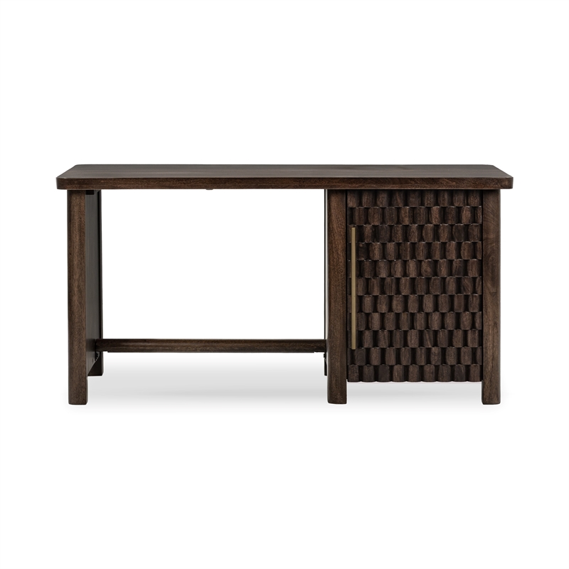 Pemberly Row Transitional Solid Mango Wood Desk in Brown Finish