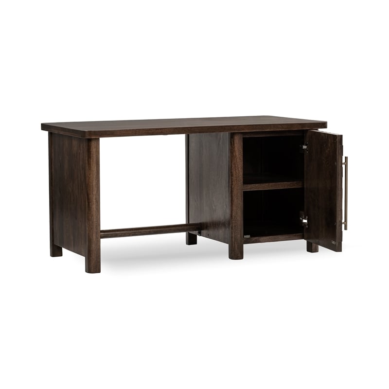 Pemberly Row Transitional Solid Mango Wood Desk in Brown Finish