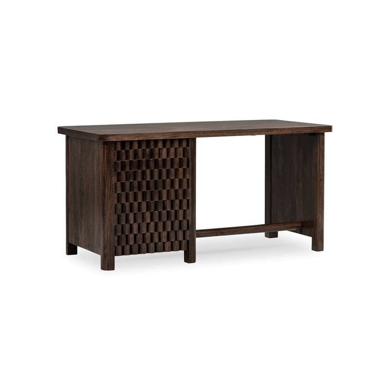 Pemberly Row Transitional Solid Mango Wood Desk in Brown Finish
