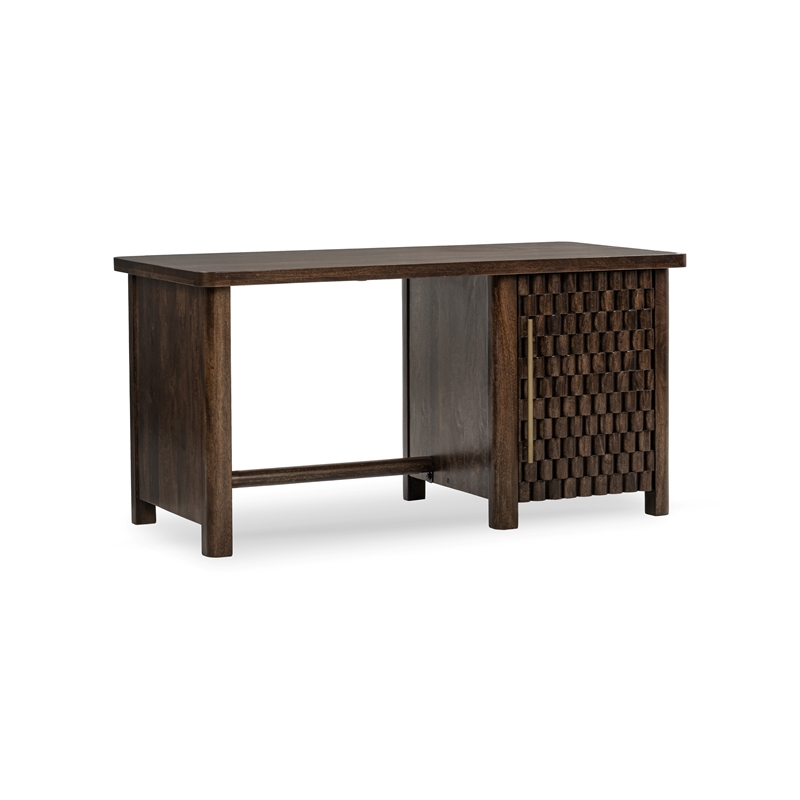 Pemberly Row Transitional Solid Mango Wood Desk in Brown Finish