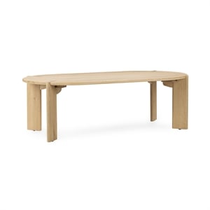 Pemberly Row Transitional Oak Wood Oval Coffee Table in Natural