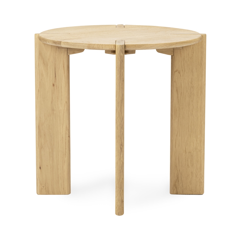 Pemberly Row Transitional Oak Wood Round End Table in Natural