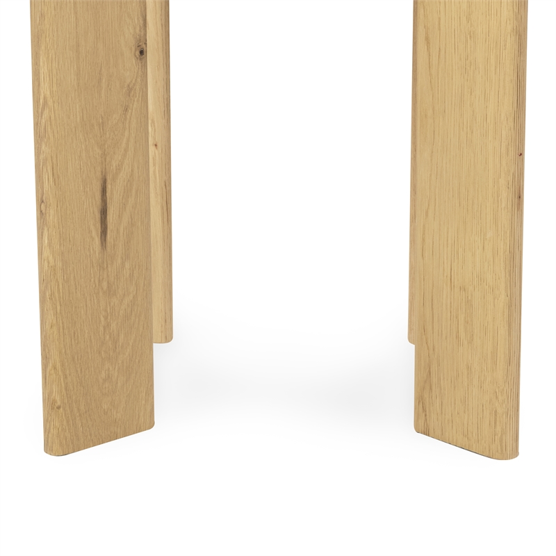 Pemberly Row Transitional Oak Wood Round End Table in Natural